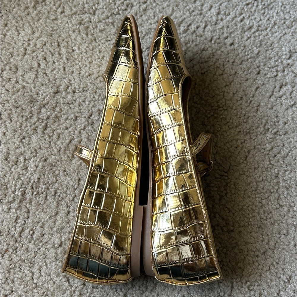 LOFT Gold Crocodile Pattern Flats - Picture 5 of 11